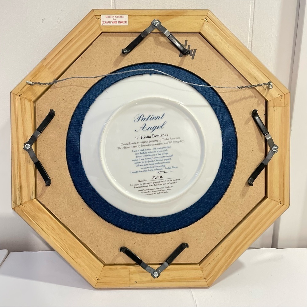 Vintage 1999 Trisha Romance Patient Angel Framed Collector’s Plate Wall Decor - Picture 4 of 11